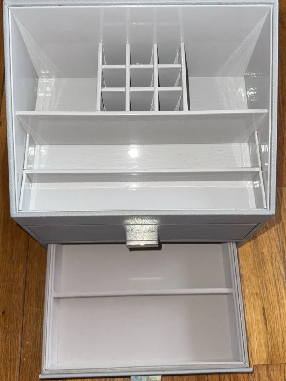 Grey Makeup Organizer Box with Drawers